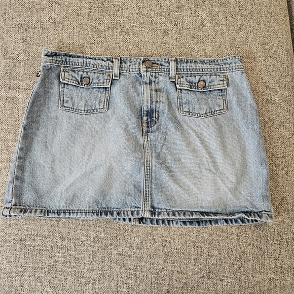 Vintage Y2K Ralph Lauren Denim Flap Pocket Mini Skirt Sz 14 - Picture 1 of 7